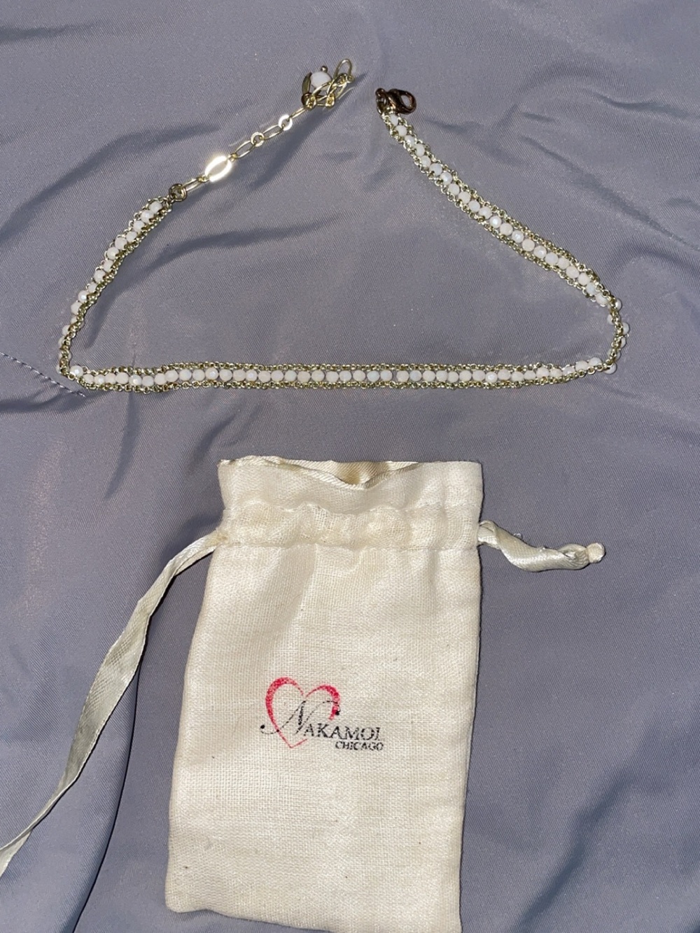 Nakamol Gold & White Beaded Chain necklace